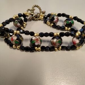 Elegant Black and Gold Beaded Bracelet